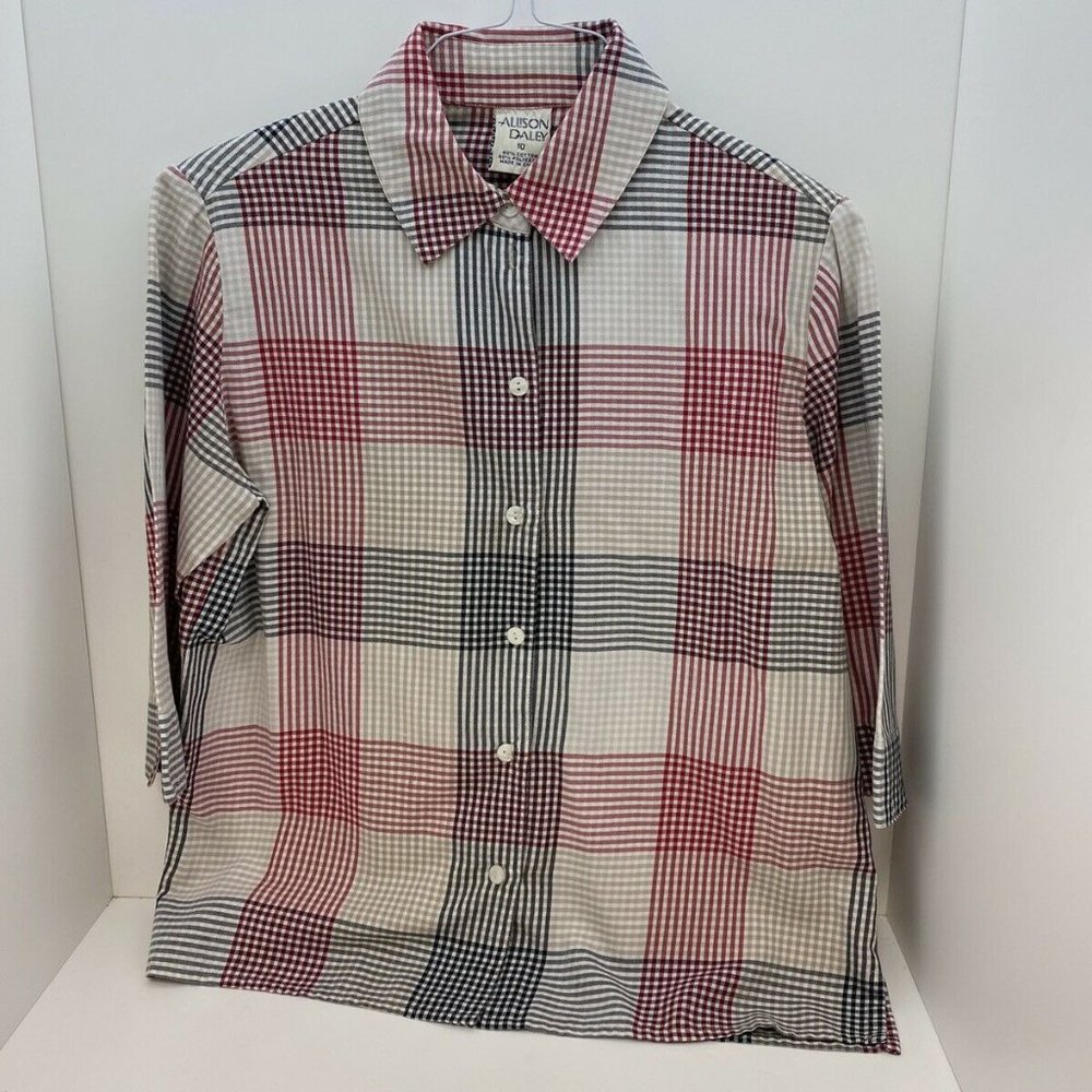 Allison Daley Button front Blouse Top Size 10 Red